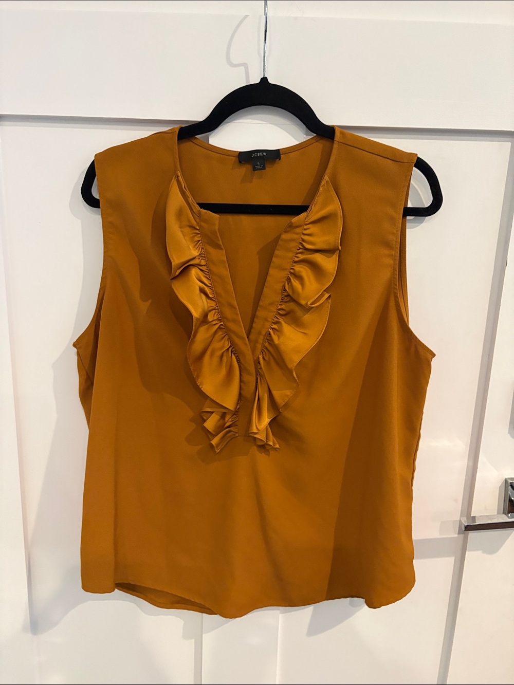 J. Crew Ruffle V-Neck Sleeveless Camisole in Mustard